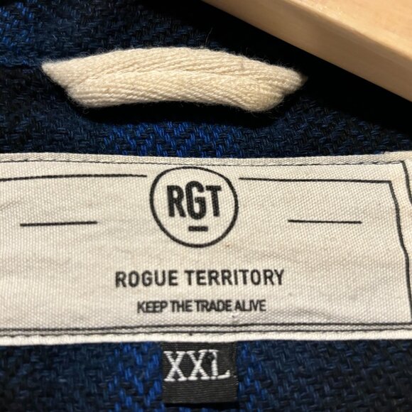 Rogue Territory Blue Herringbone Heavy HB Plaid Western Shirt - L/XL - Picture 4 of 10